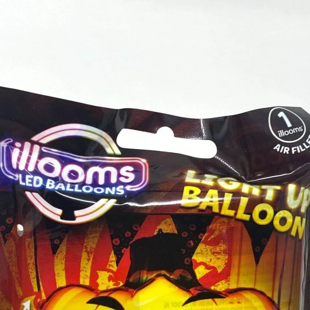 illooms LED Light Up Balloon Ecoair Giant Pumpkin Orange Halloween Party Decor